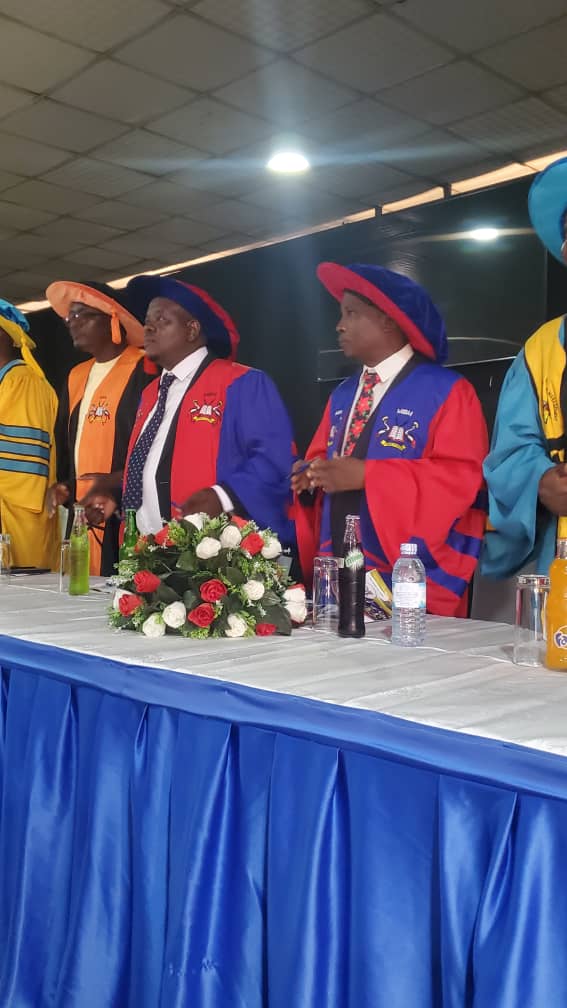 Graduation ceremony panel with faculty in academic regalia at Makland Institute